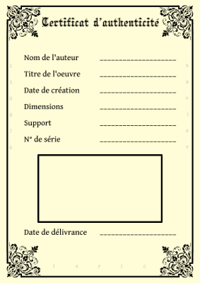 Certificat d'authenticité